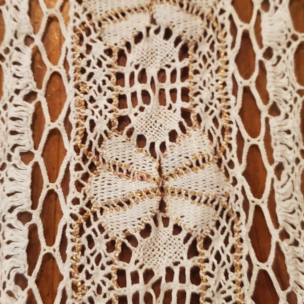 Vintage Doily Table Runner 20 X 6 White Crochet